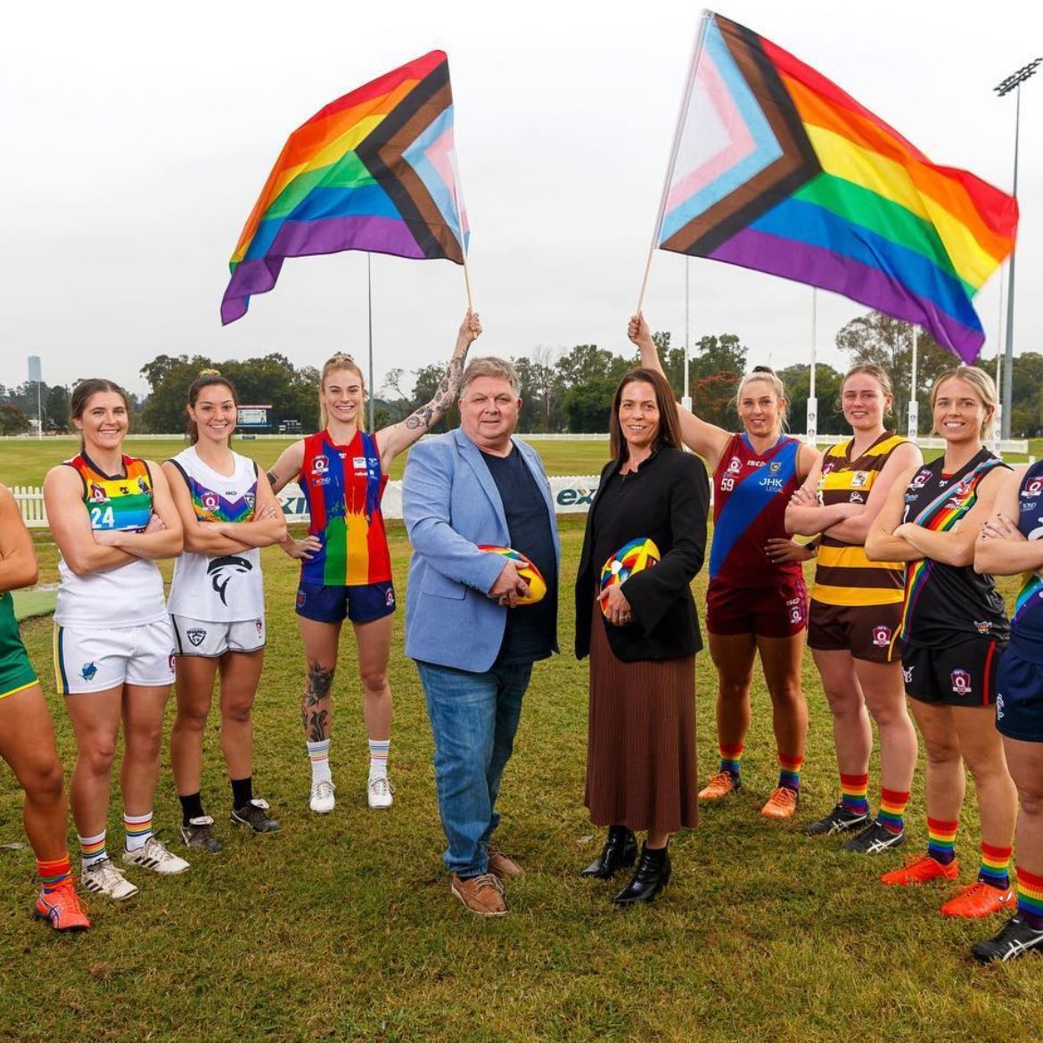 Garry Goodman, Managing Director of Eximm and Trisha Squires, Head of AFL QLD for July 2022 Pride Round in QLD.
