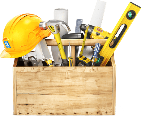 Property maintenance tool box full of tools.