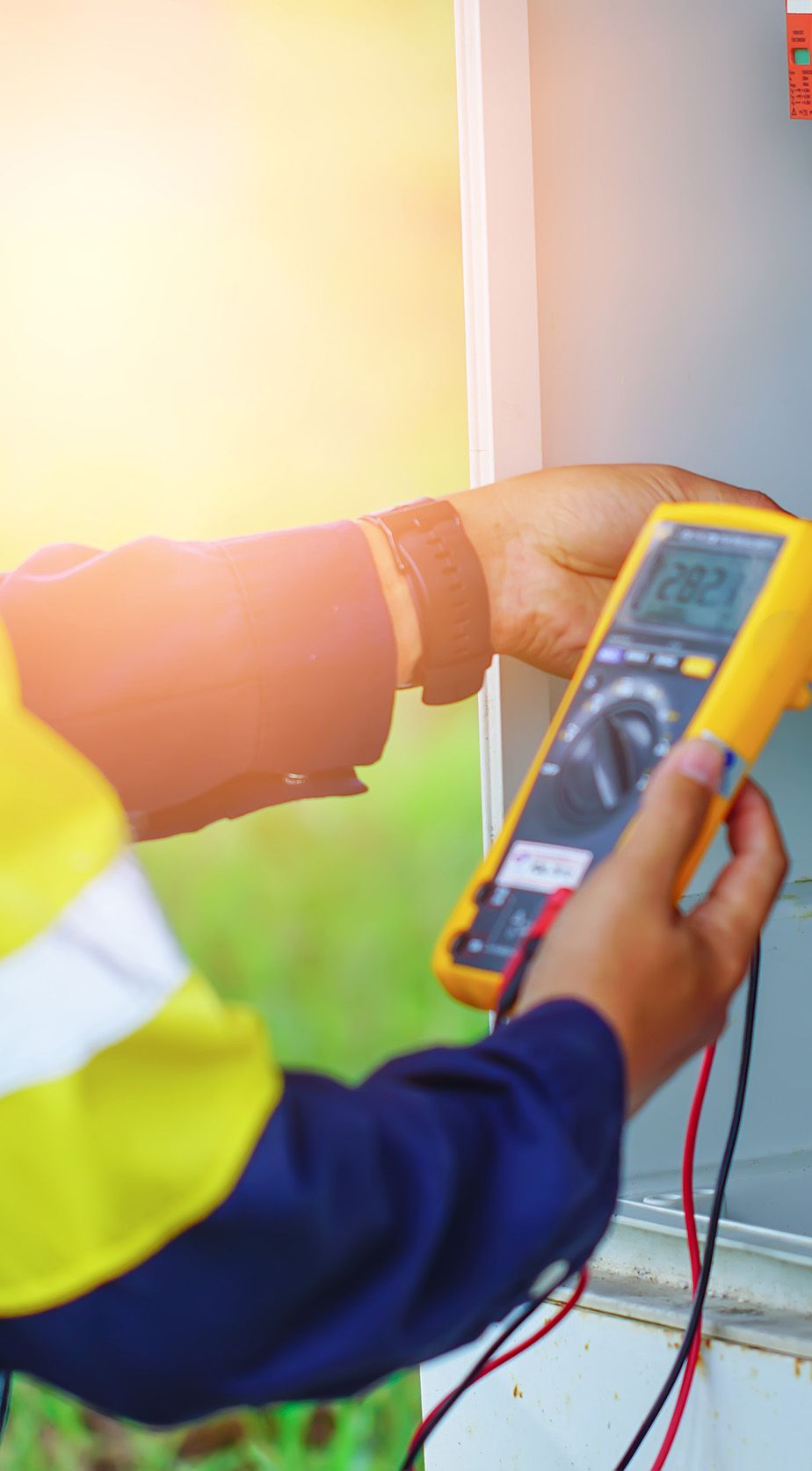 Electrician testing.